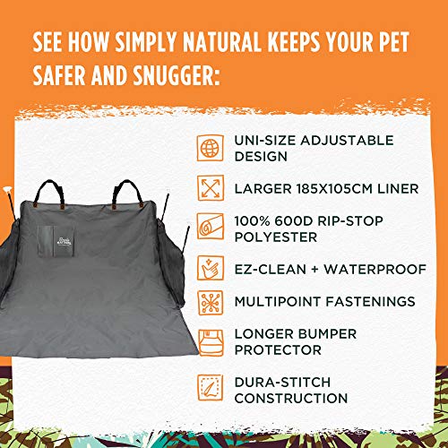 Simply Natural Protector de Maletero Protector de Maletero Impermeable 185x105 cm para Perros y Mascotas con Cierres Flexibles Ajustables Que lo Hacen Muy Seguro