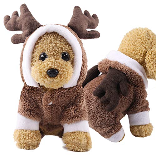 SIPLIV Pet Hoodie Pet Dog Cat otoño Invierno Weather Coat Soft Fleece Hoodie Ropa para Cachorro Halloween Navidad Vacaciones Fiesta Ropa - elk, s