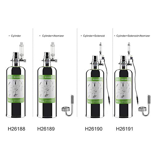 Sistema generador de CO2 Carbono, 2L Kit de Sistema de generador de CO2 Acuario Cilindro de Acero Inoxidable de CO2 con válvula solenoide Atomizador Reactor de dióxido de Carbono para Acuario