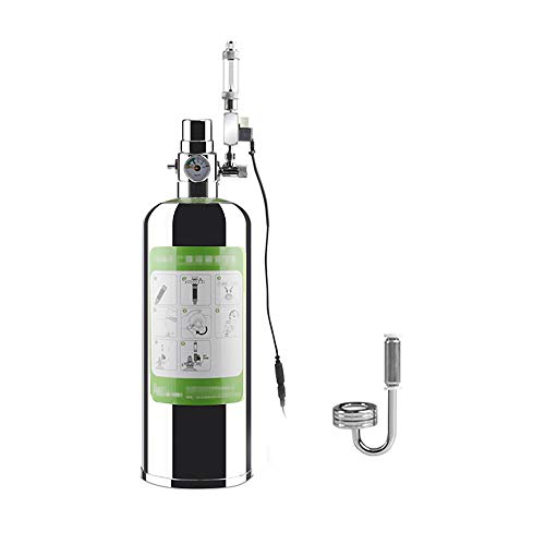 Sistema generador de CO2 Carbono, 2L Kit de Sistema de generador de CO2 Acuario Cilindro de Acero Inoxidable de CO2 con válvula solenoide Atomizador Reactor de dióxido de Carbono para Acuario