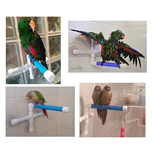 SJZJ Mascotas Pájaros Ducha Perchas Juguetes Pájaro Baño Perca Ventosas Soporte De Ducha Plegable Lejos Pájaro Juguete Soporte De Molienda De Mascotas Juguete