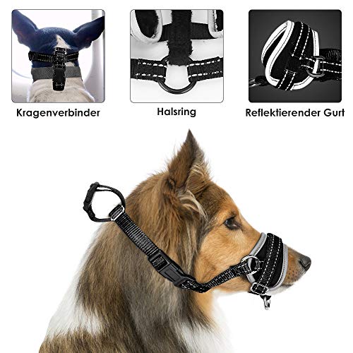 SlowTon Bozal Perros, más cómodo Evite morder Funda de Entrenamiento conductual para Masticar para Perros de tamaño Mediano, sujete al Collar Bozal Ajustable de Nylon de Ajuste rápido para Perros