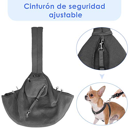 SlowTon Transportín para Perros Pet Carrier Dog Cat Hand Sling Carrier Bandolera Correa de Hombro Acolchada Ajustable Tote Bag con Bolsillo Delantero Outdoor Travel Puppy Carrier (Malla Gris)