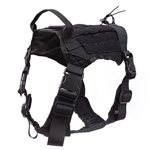 S.Lux Arneses Tipo Chaleco, Chaleco Molle para Entrenamiento con ArnéS para Perro ArnéS TáCtico para Perros Medianos Y Grandes, Chaleco De Patrulla ArnéS 1000d Resistente para Perro (XL, Negro)