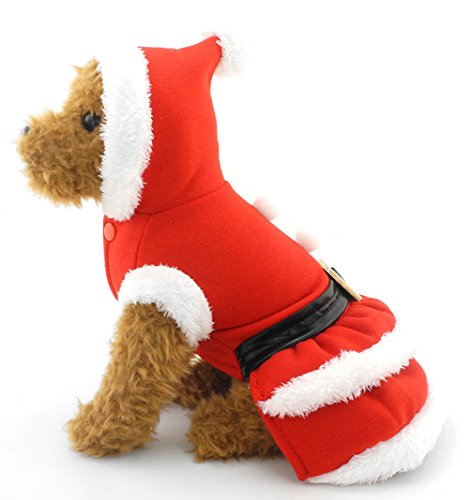 smalllee _ Lucky _ store traje de perro de navidad disfraz con capucha de piel sintética Cinturón Decorado invierno mono rojo L