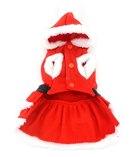 smalllee _ Lucky _ store traje de perro de navidad disfraz con capucha de piel sintética Cinturón Decorado invierno mono rojo S