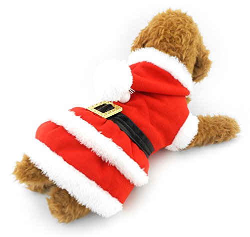 smalllee _ Lucky _ store traje de perro de navidad disfraz con capucha de piel sintética Cinturón Decorado invierno mono rojo S