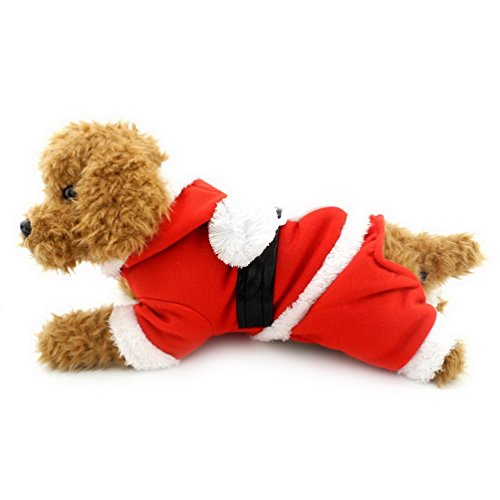 Smalllee_lucky_store - Disfraz de Papá Noel con Capucha de Terciopelo para Mascotas