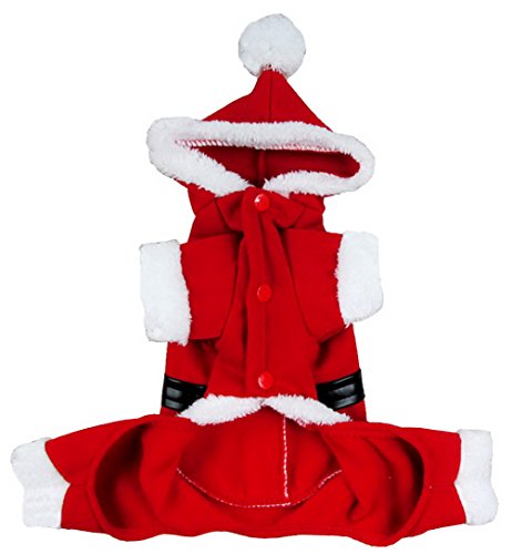 Smalllee_lucky_store - Disfraz de Papá Noel con Capucha de Terciopelo para Mascotas