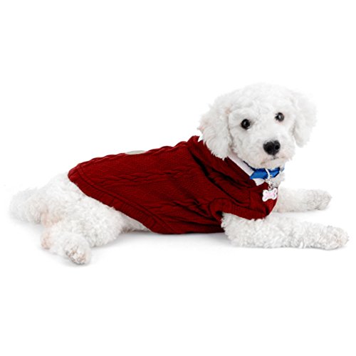 Smalllee_lucky_store - Jersey de punto para perro con capucha y capucha para perros pequeños, color rojo XL