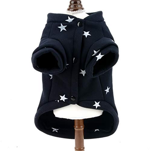 Smalllee_lucky_store - Sudadera de forro polar con estampado de estrellas, para perros pequeños, gatos, niño, niña, cuello redondo, abrigo de invierno y ropa para cachorros