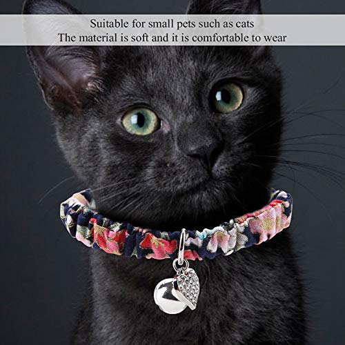 Smandy Cuello del Animal doméstico, cuellos de Corbata de Tela Ajustable elástica con Campana de Metal para Gatos(Negro)