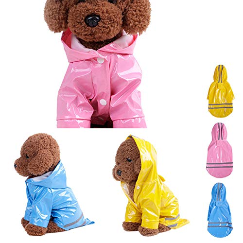 Smoro Cachorro de Lluvia para Mascotas al Aire Libre con Capucha Chaquetas Impermeables PU Impermeable Reflectante para Perros Gatos Ropa