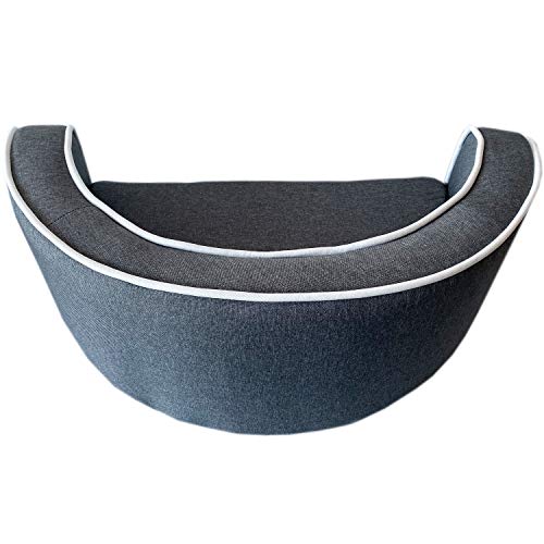 Sofá redondo para perros, elegante en color gris. Superficie de descanso redonda plegable (extraíble) de 60 cm de diámetro. Estructura de marco de madera estable de 77 x 37 cm.