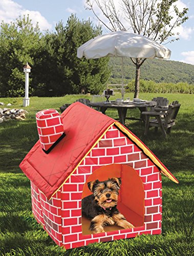 SOONHUA - Caseta para mascotas – Chimenea ladrillo en forma de casa para gatos pequeños perros