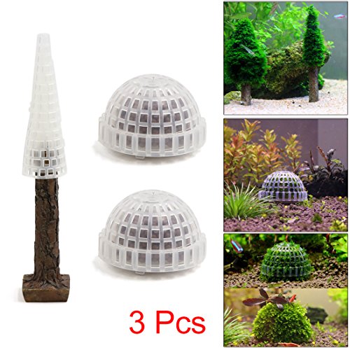 sourcingmap 2Pcs Marrón Plástico del Tronco De Árbol Musgo Bola Acuario Betta Ornamento Decorativo del Tanque