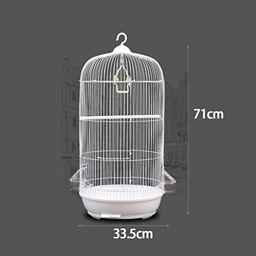 Space- rack Z-W-Dong Birdcage, Ronda Jaula del Animal doméstico, los 71CM azotea Grande Periquito Metal Jaula del pájaro pinzón Mascotas Jaula de pájaro fácil de Montar Blanca Jaulas para pájaros