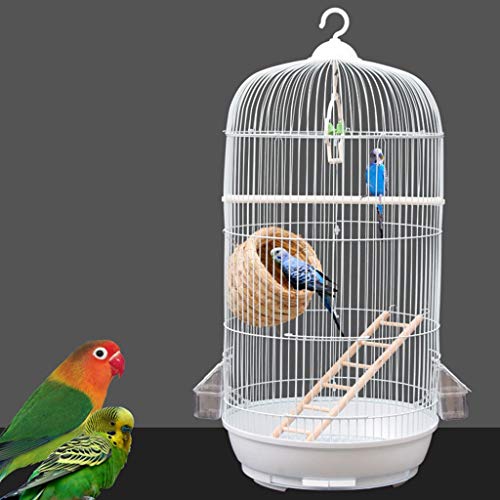 Space- rack Z-W-Dong Birdcage, Ronda Jaula del Animal doméstico, los 71CM azotea Grande Periquito Metal Jaula del pájaro pinzón Mascotas Jaula de pájaro fácil de Montar Blanca Jaulas para pájaros