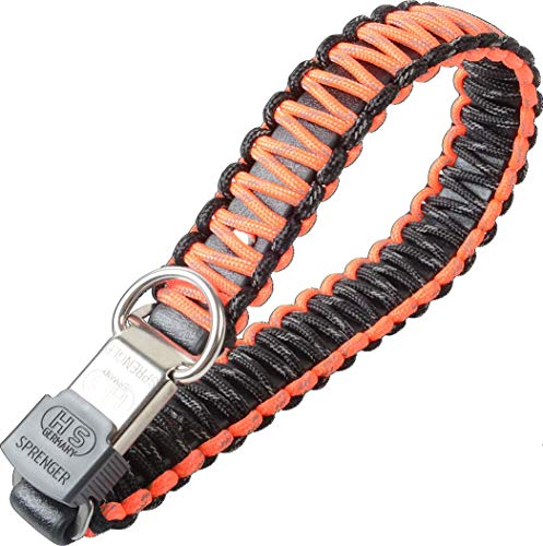 SPRENGER Collar para Perro Nylon Resistente Paracord con Cierre Clic Lock de Acero Inoxidable Collar Repelente al Agua, Reflectante, Duradero 45 cm, Naranja