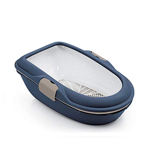 Stefanplast Bandeja Higiénica Arenero Gatos - Bandeja Sanitaria Autolimpiable Gatera Arenero Caja De Arena Furba Chic 59x39x22cm, Azul Marino