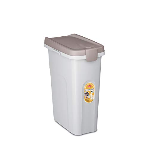 Stefanplast Petfood - Recipiente para Perro (tamaño Mediano, 25 L), Color marrón y Blanco