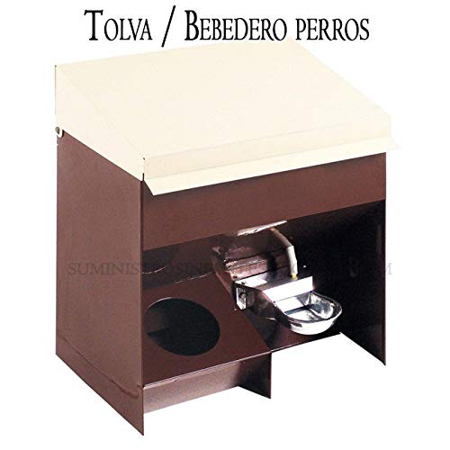 Suinga TOLVA COMEDERO y Bebedero Perros Chapa Pintada marrón. Medidas 46 x 33 x 57 h. Capacidad 20 litros.