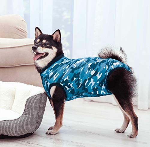 Suitical Recovery Suit Perro, XXXS, Camuflaje Azul