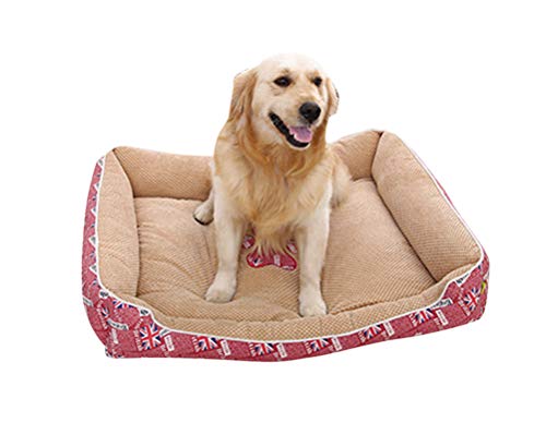 Suministros para Mascotas Cálido y Suave Cama de Perros y Gatos Cuatro Temporadas Disponibles Desmontable y Extraíble Conjunto de Cuatro Piezas Rosa S