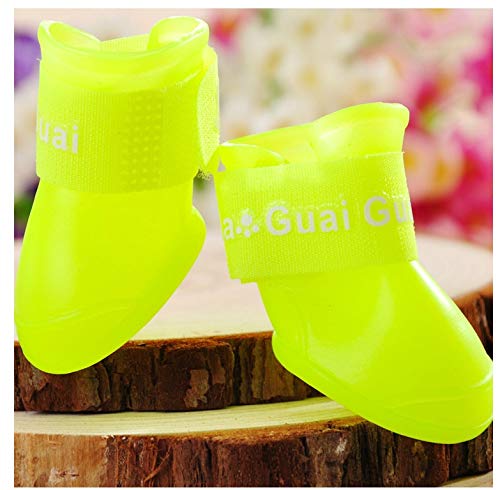 SUNXK Botas de Lluvia for Mascotas Botas de Lluvia de látex Fluorescente Zapatillas for Perros Antideslizantes Zapatillas Impermeables for Cachorros Botas de Lluvia Teddy