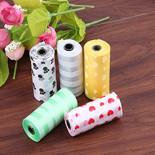 Symboat 10 Rolls Degradable Pet Dogs Cats Waste Poop Bag con la impresión de Bolsas de Perrito