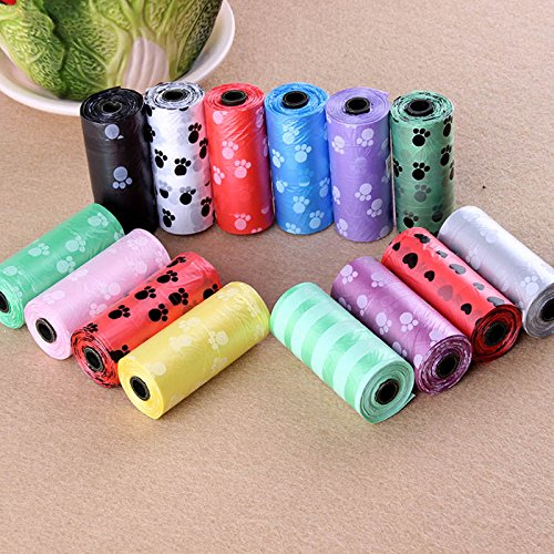 Symboat 10 Rolls Degradable Pet Dogs Cats Waste Poop Bag con la impresión de Bolsas de Perrito