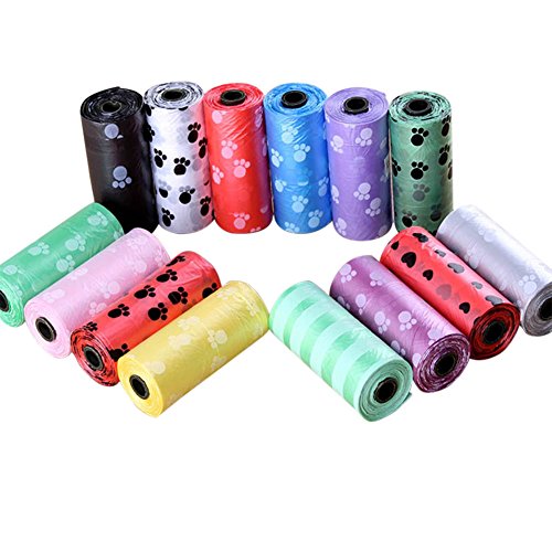 Symboat 10 Rolls Degradable Pet Dogs Cats Waste Poop Bag con la impresión de Bolsas de Perrito