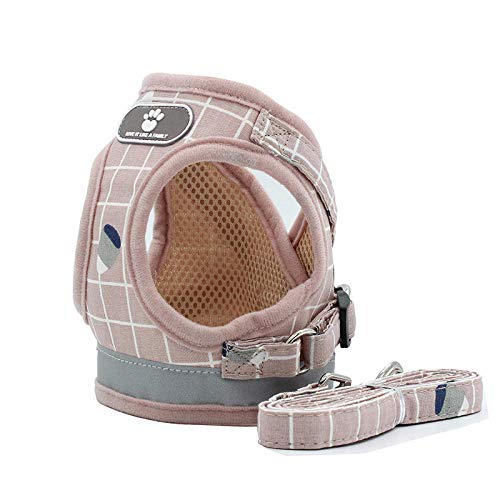 SYQY Harnais et laisse réfléchissants pour Chats pour Chats Produits pour animaux de compagnie Mascottes Harnais pour Chats en Maille Gotas Accesorios szelki dla kota-Plaid Rose_L