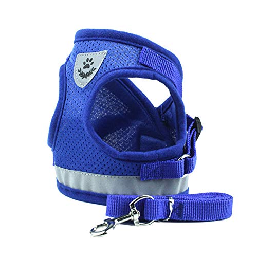 SYQY Harnais et laisse réfléchissants pour Chats pour Chats Produits pour animaux de compagnie Mascottes Harnais pour Chats en Maille Gotas Accesorios szelki dla kota-Maille Bleue_L