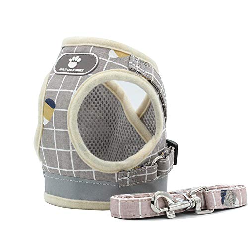 SYQY Harnais et laisse réfléchissants pour Chats pour Chats Produits pour animaux de compagnie Mascottes Harnais pour Chats en Maille Gotas Accesorios szelki dla kota-Plaid Kaki_M