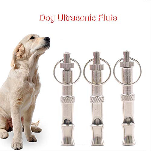 SYQY Puppy Pet Dog Whistle Flauta ultrasónica de Dos Tonos Detener ladrido Repelente de Sonido ultrasónico Equipo de Entrenamiento para Gatos Llavero-Los 5cmx0.8cm_Plata