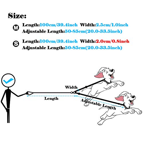 Tacobear Correa Perro Doble con Manejar Acoplador Correa Perro Dos Correas Ajustable reflexivo para Perros cinturón de Seguridad Divisor para 2 Perros Perro Grande Pequeño (S)