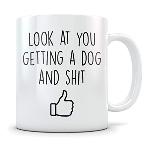 Taza de perro para hombres y mujeres, perro nuevo, dueño de perro, adopción de perro, adoptar un perro, taza de refugio para perro, taza para cachorro