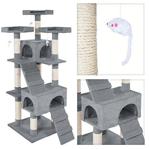 TecTake Rascador Árbol para Gatos Sisal (Gris | No. 400481)