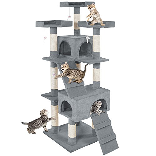 TecTake Rascador Árbol para Gatos Sisal (Gris | No. 400481)