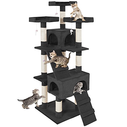 TecTake Rascador Árbol para Gatos Sisal (Negro | No. 400929)