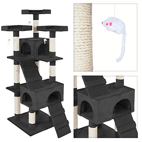 TecTake Rascador Árbol para Gatos Sisal (Negro | No. 400929)