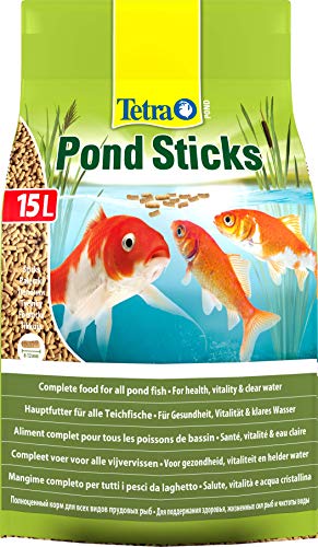 Tetra Pond Sticks 15 L - Alimento para peces de estanque, para peces sanos y agua clara, diferentes tamaños