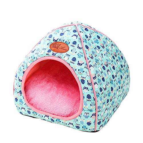 thematys Colchoneta Material de Felpa Cama de Almohada Lavable y Resistente a los arañazos para Perros y Gatos (S, Azul)