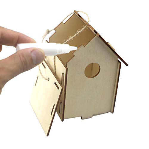 Tickas Casa de Madera del pájaro, 2PCS Decoración doméstica de Madera DIY Manual Color Painting Bird House Adecuado para niños de 4-8 años