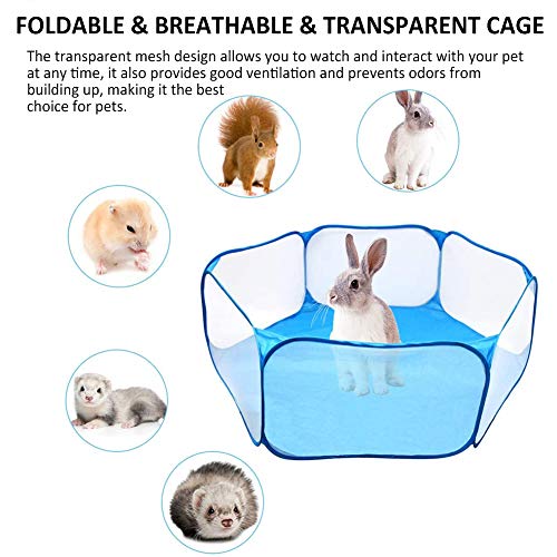 Tienda de Campaña para Pequeños Animales,Corralito Portátil Pop Abierto Interior/Exterior Pequeña Jaula de Animales,Cerca Transpirable y Transparente para Mascotas para Hámster Chinchillas y Cuyes