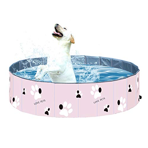 Tina de baño portátil al Aire Libre Rosa Plegable Plástico Duro PVC Baño Piscina Plegable para niños Bebé Mascotas Perros Gatos,80 * 20cm