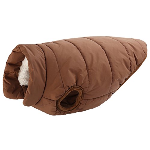 Tineer Abrigo de Invierno cálido para Perros, Forro Polar Cómodo frío Chaqueta de Perro Chaleco de Perrito Ropa de Abrigo Forrado Ropa cálida Acolchada para Perros medianos (L, Brown)