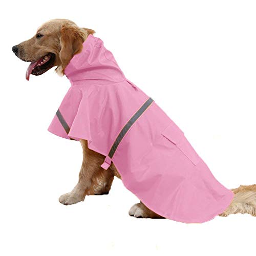 Tineer Ajustable Impermeable Mascota Perro Chaqueta Impermeable con Capucha Impermeable Chaqueta de la Capa de la Lluvia Ropa para Perros Pequeños Medianos Grandes (XL, Rosado)