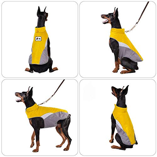 Tineer Chaleco Reflectante Impermeable Mascota Perro Cachorro Ropa Chaqueta Al Aire Libre Cálido Invierno Perros Ropa Abrigo para Pequeño Mediano Grande Chaleco Chaqueta de Abrigo (M, Yellow)